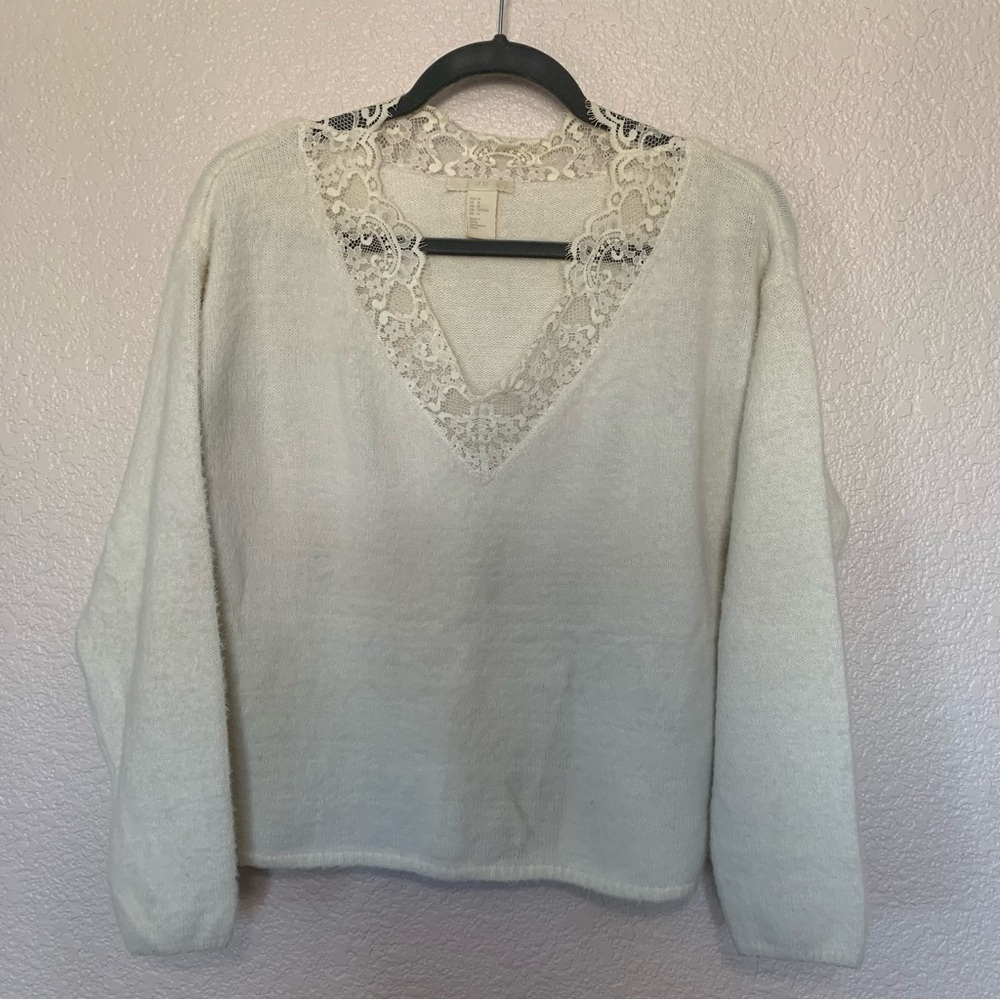 Soft white lace sweater
